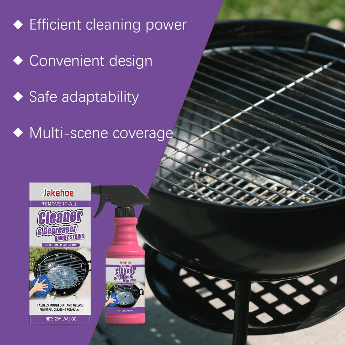 JAKEHOE 120ml BBQ Grill Cleaner Heavy Duty Degreaser Spray