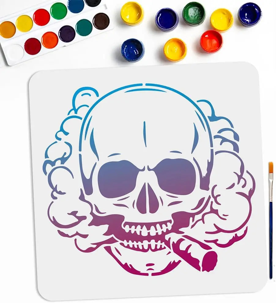 Large Skull Stencil 11.8" – Halloween Skeleton Drawing Template