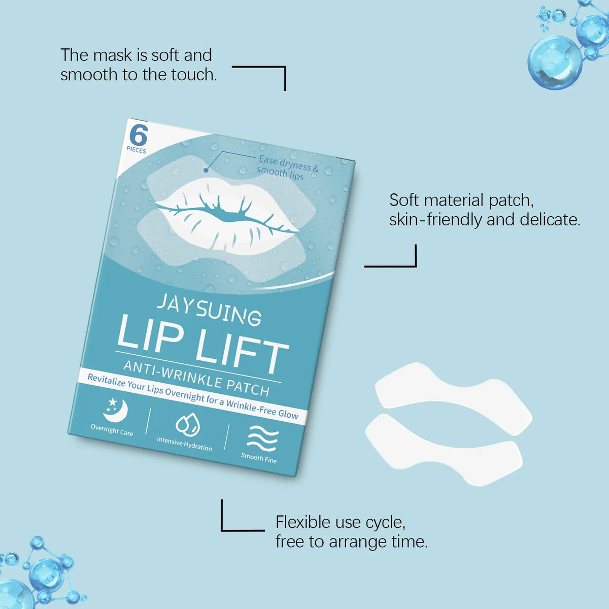 Jaysuing Lip Lift Patches – Hydrating & Firming | 6 Pcs