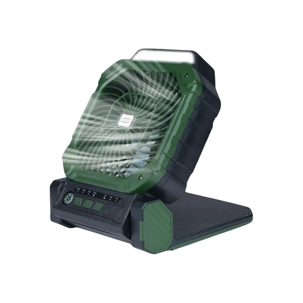 Solar Rechargeable Portable Fan 7800mAh – LED Light & 4 Speeds