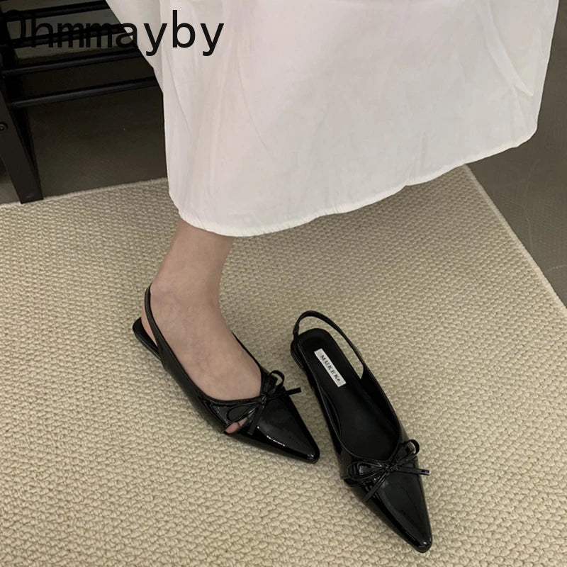 Women's Butterfly-Knot Flat Sandals – Slip-On Slingbacks