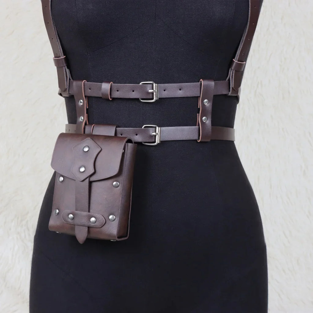 UYEE Punk Y2K Fashion Pu Leather Waist Belt Women Harness Bag