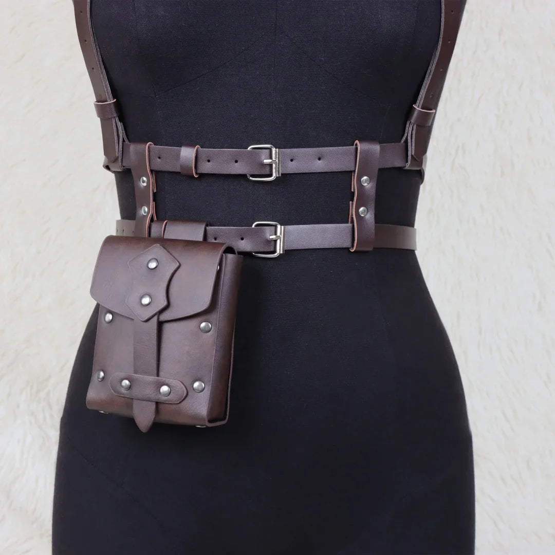 UYEE Punk Y2K Fashion Pu Leather Waist Belt Women Harness Bag