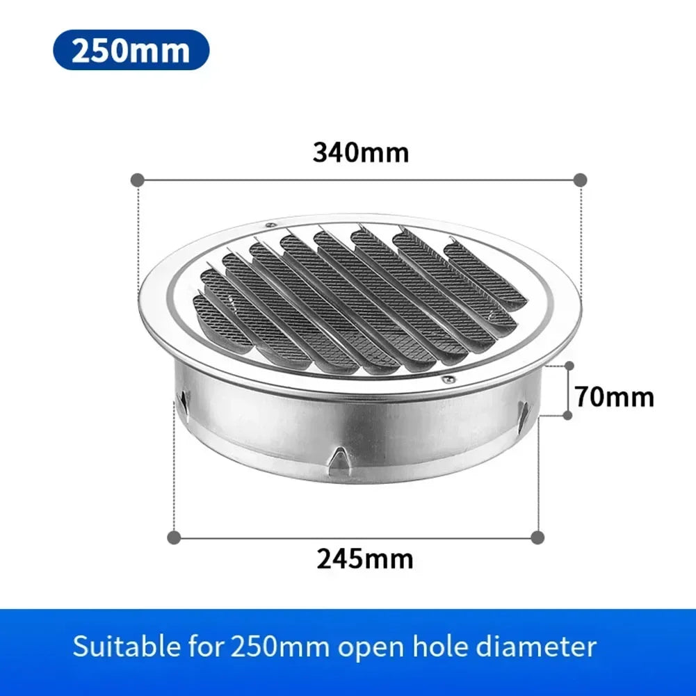 Stainless Steel Round Air Vent Grille Cover | 70–300mm Sizes