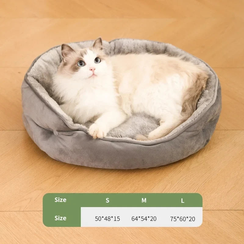 Winter Warm Round Cat Kennel Machine Washable Small Dog Bed Pet Mat