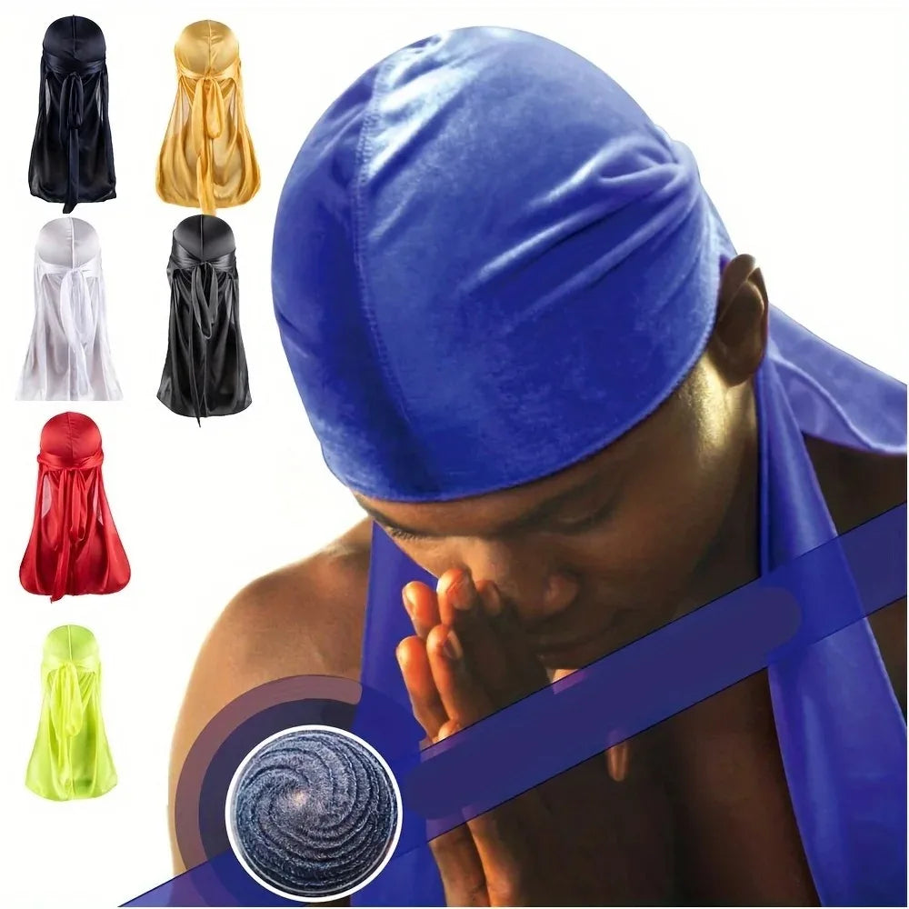 Men's Silk Durag Long Tail Bonnet | 360 Waves Du Rag Cap