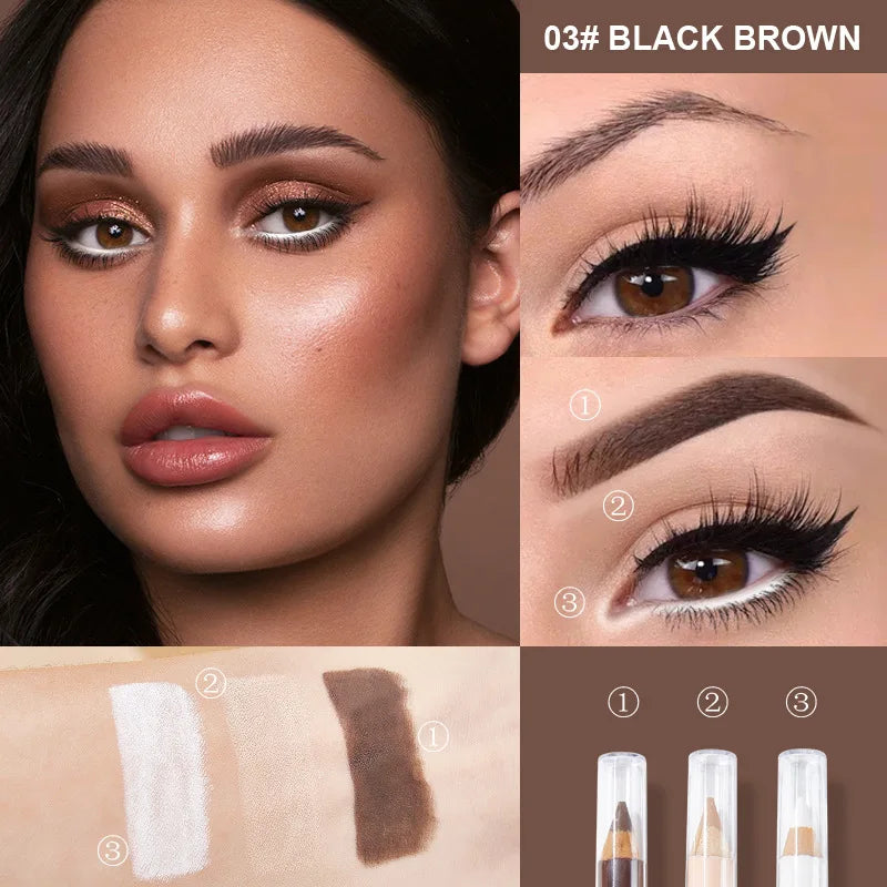 3-Piece Wooden Eyeshadow Liner & Contour Concealer Pencil Set