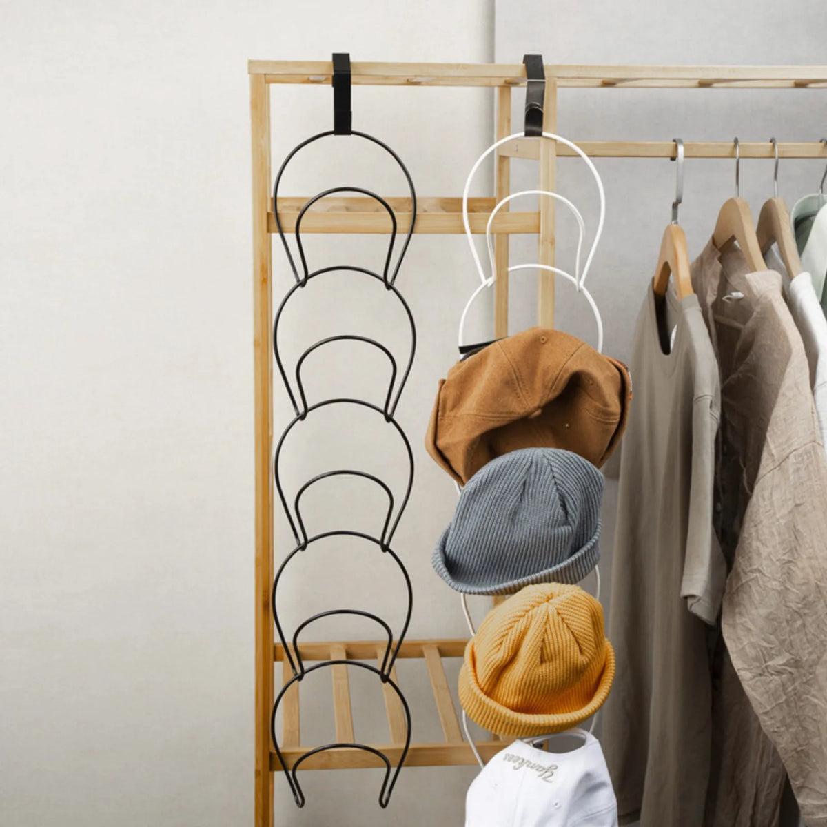 Over-Door Hat Rack Organizer – 5 Hooks, No Drilling Needed