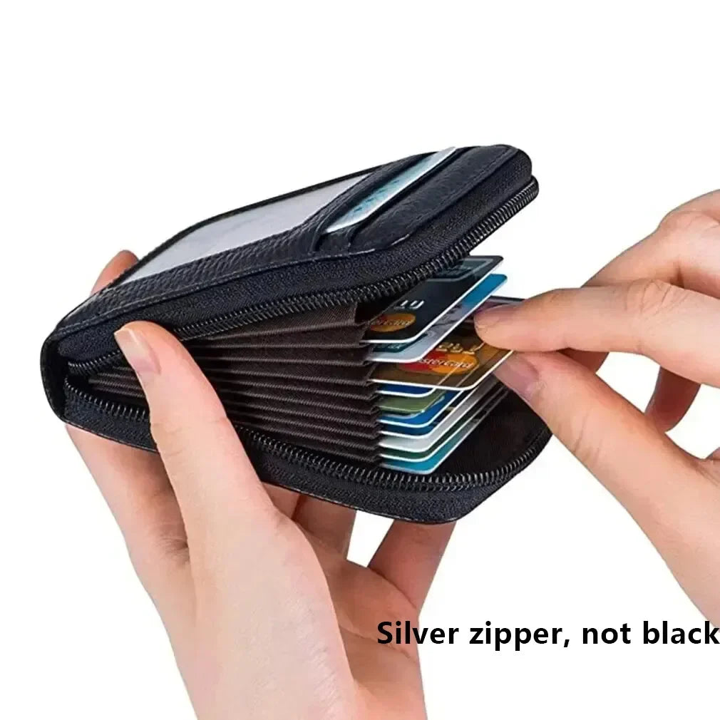 Korean PU Leather Card Organizer Wallet | Zipper Card Bag
