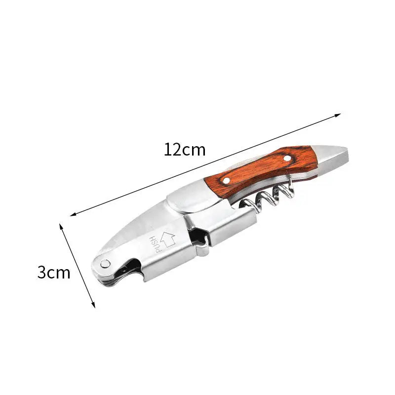 Double-Hinged Wine Corkscrew | Stainless Steel & Wood Handle