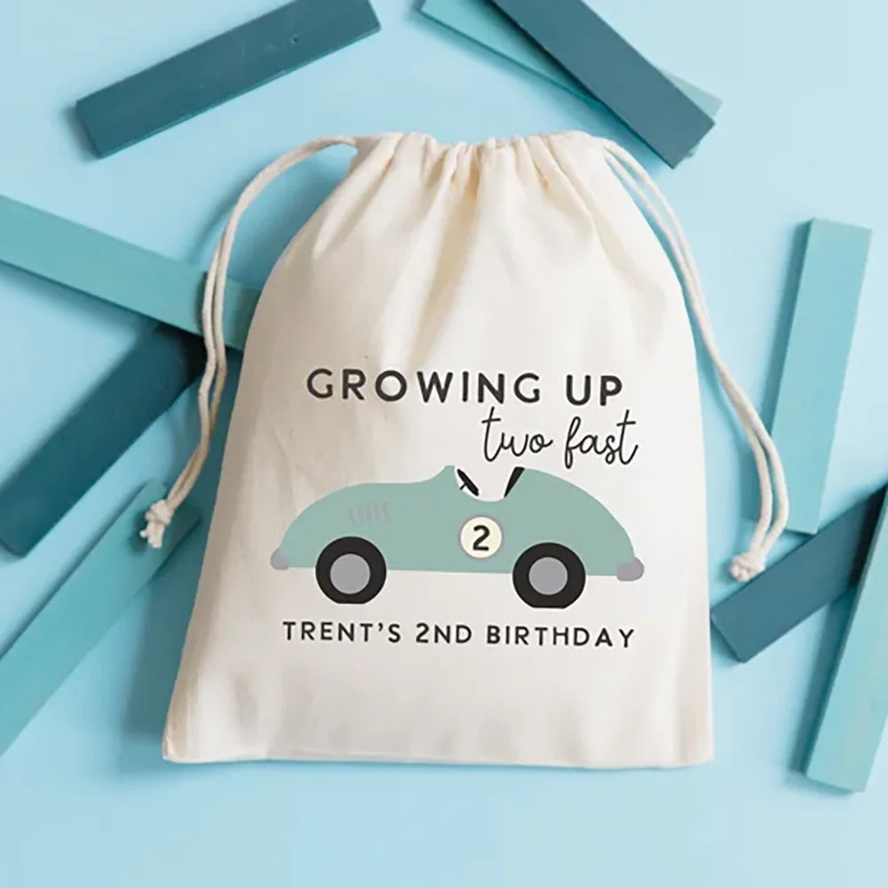 Two Fast Race Car Custom Kids Birthday Goodie Bags | Party Favors