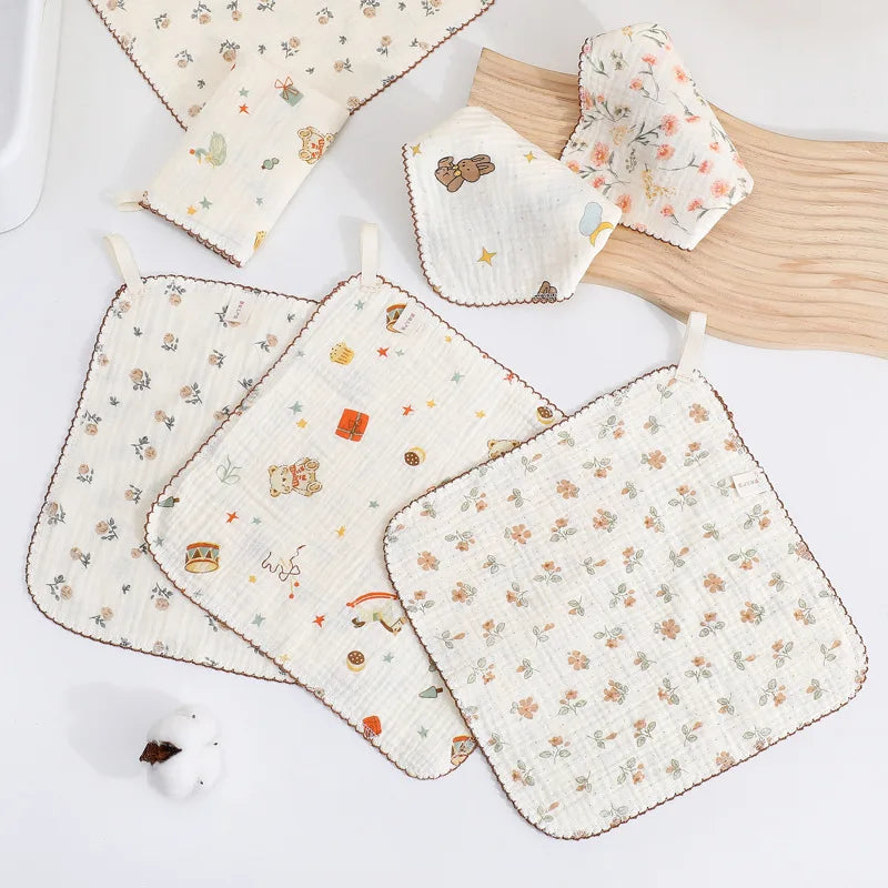 Baby Muslin Washcloths – Soft Cotton Square Facecloths & Bibs