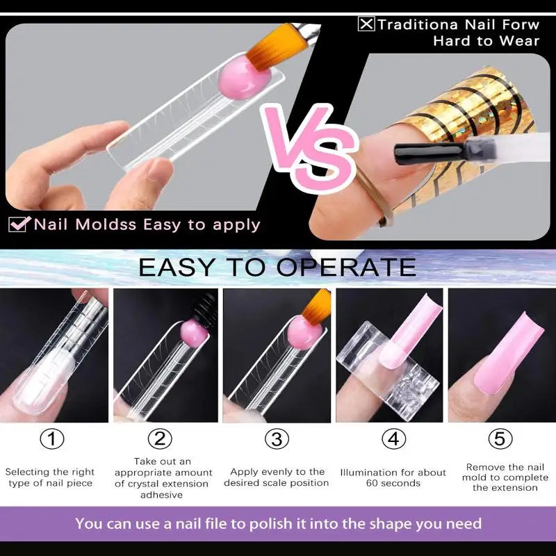 140-Piece Colorful Nail Extension Forms Set | Gel Builder Molds