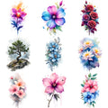 9-Pack Waterproof Temporary Tattoo Stickers – Flowers & Art