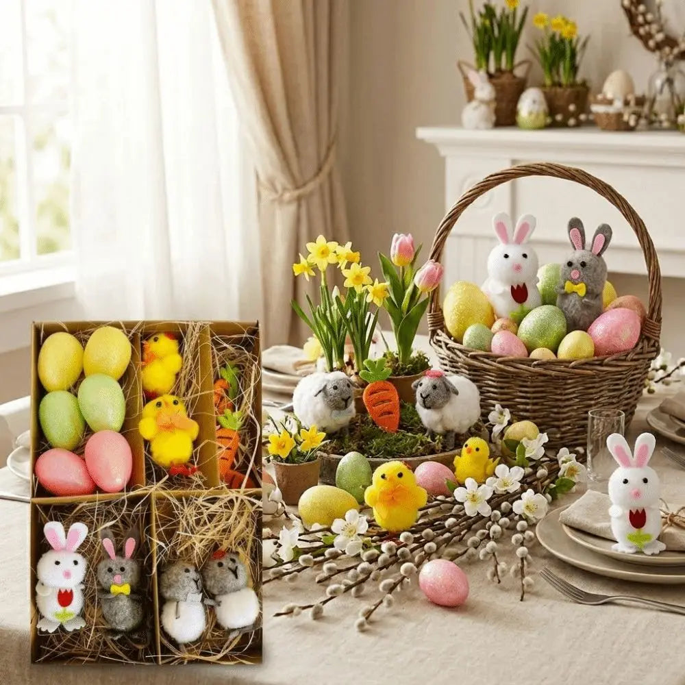 Easter Egg Chick & Bunny Ornament Set – Spring Party Décor