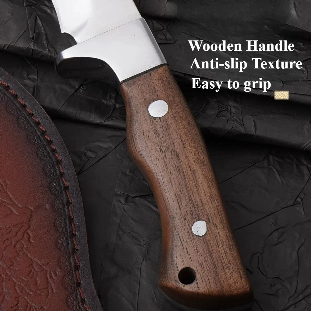 PLYS Bone Chopper Boning Knife – Stainless Steel Wood Handle
