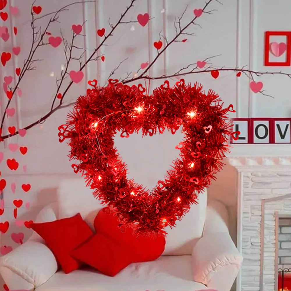 Romantic Luminous Heart Garland Valentines Day Decoration Glowing