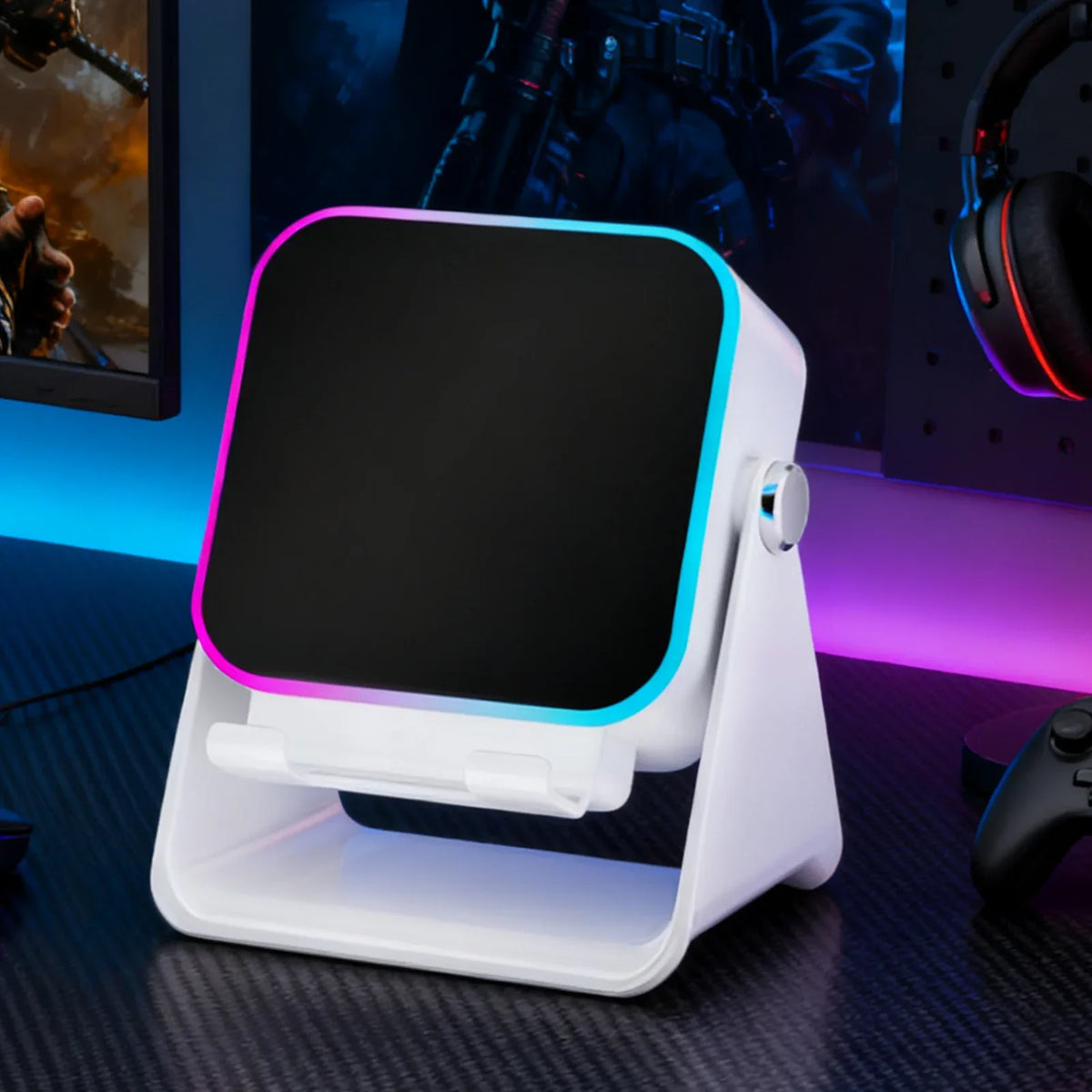 Folding Phone Stand Speaker – 10W Wireless Charging & Light