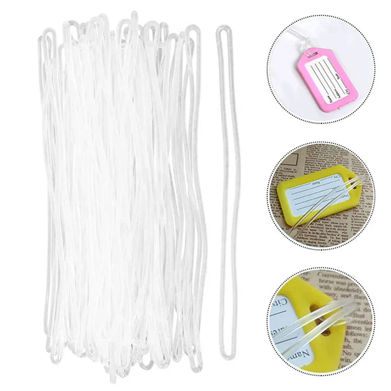 50-Pack Clear PVC Luggage Tag Loops – ID Label Strap Holders