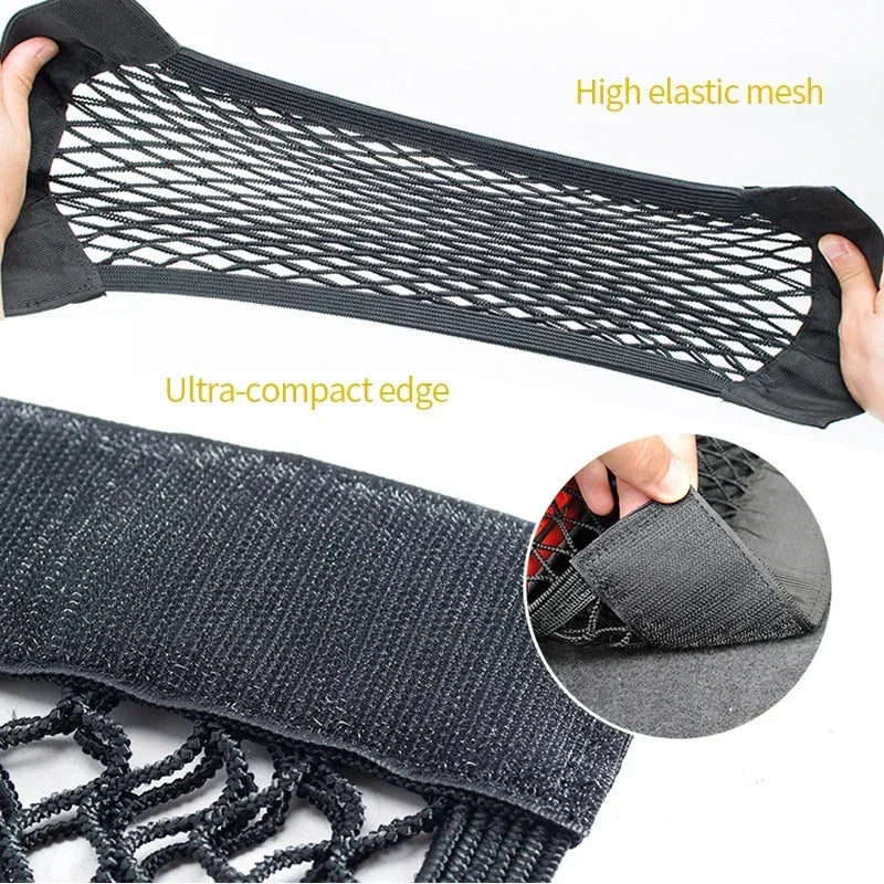 Car Storage Net Stretchable Mesh Pocket Magic Elastic Sticker