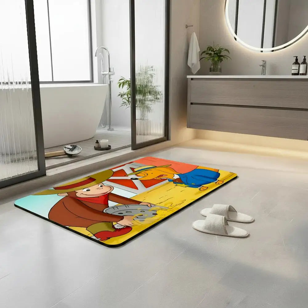Curious George Diatomite Bath Mat – Quick Dry & Non-Slip