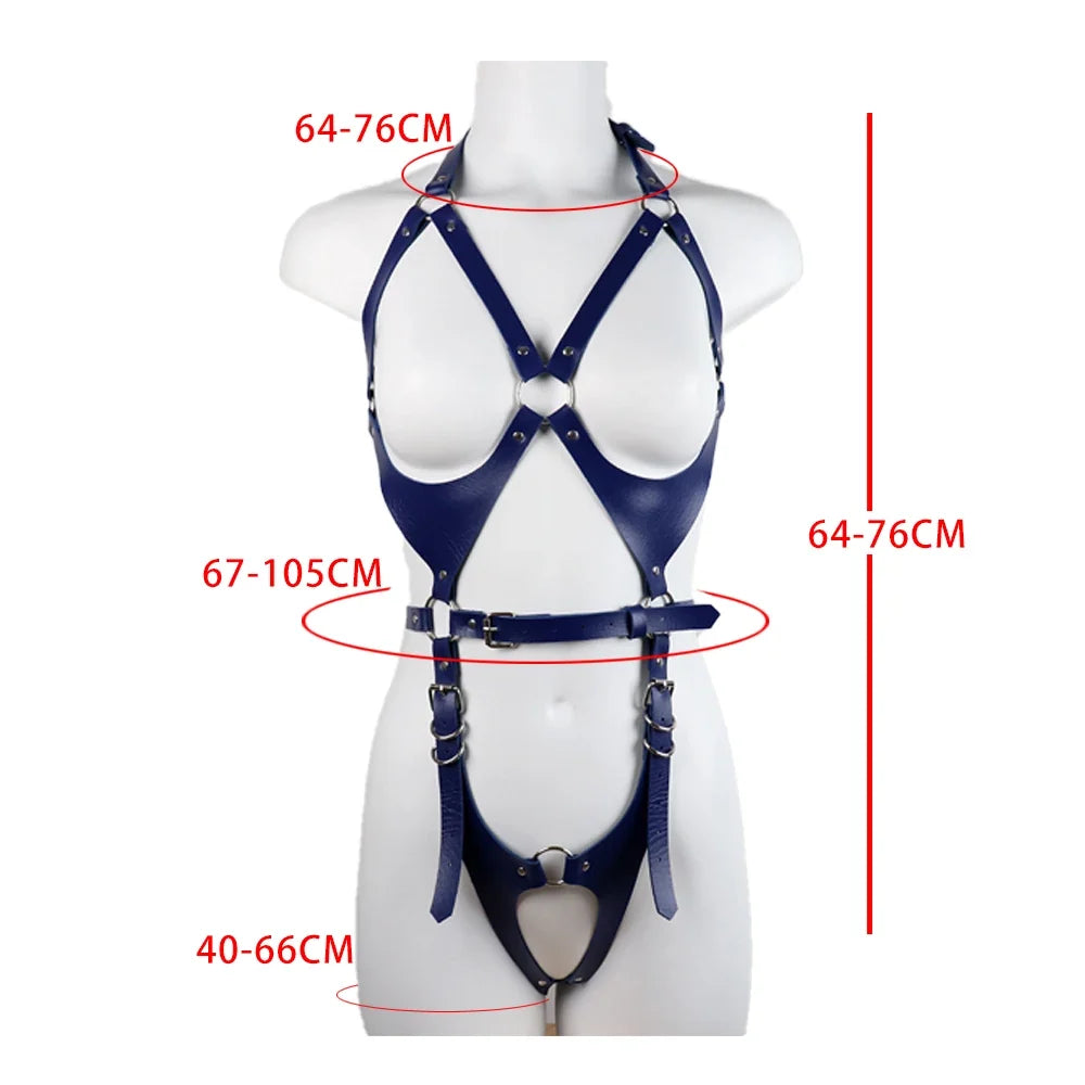 PU Leather Erotic Lingerie Sexy Garter Intimate Women's Harness Bra