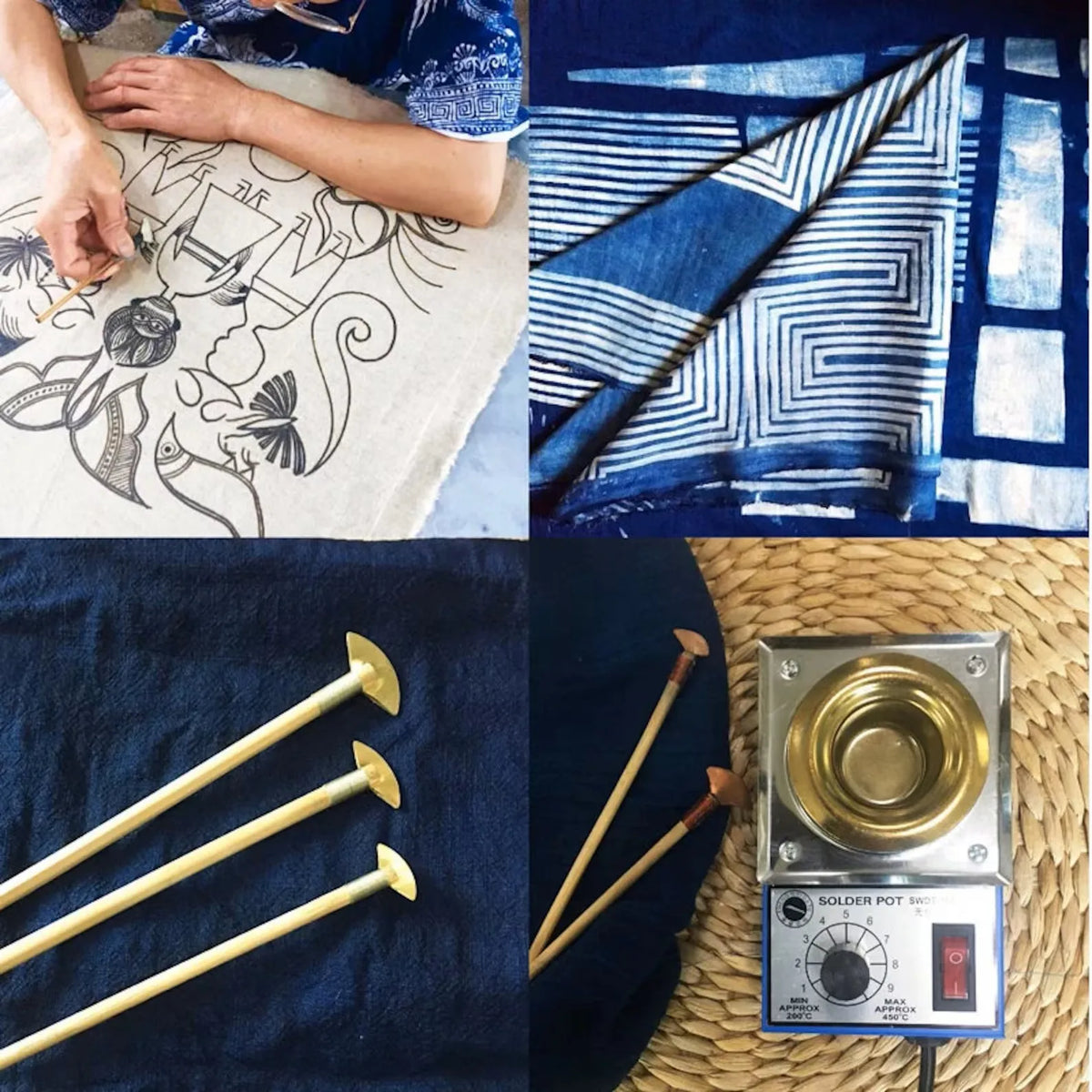 3-Piece Copper Batik Wax Knife Set | Textile Dyeing Art Tool