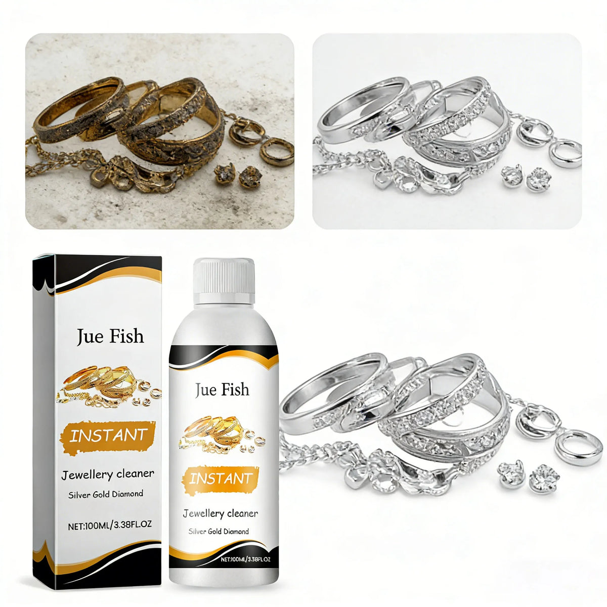 Jue-Fish Jewelry Cleaner Solution – Tarnish Remover 100ml