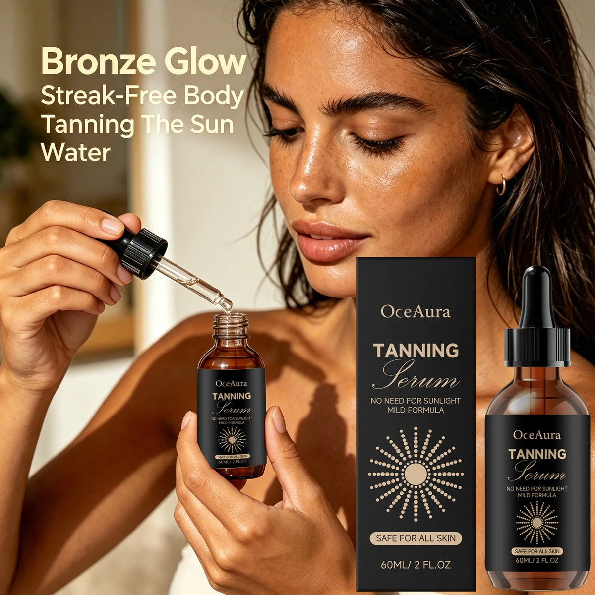 OceAura Self Tanning Drops – Sunless Tanner Serum 60ml