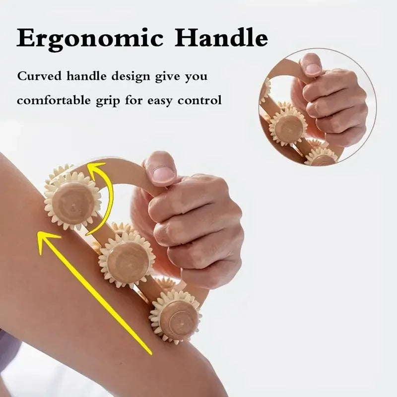 Wooden Massage Roller – Neck, Back & Leg Muscle Roller Tool