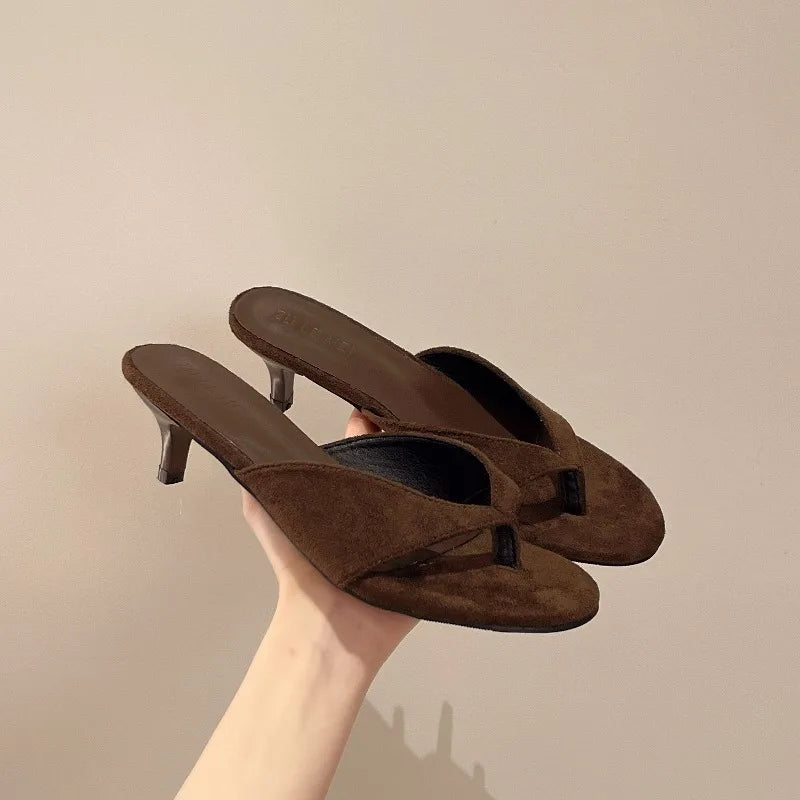 Women's Clip Toe Square Heel Dress Slides – Summer Party Shoes