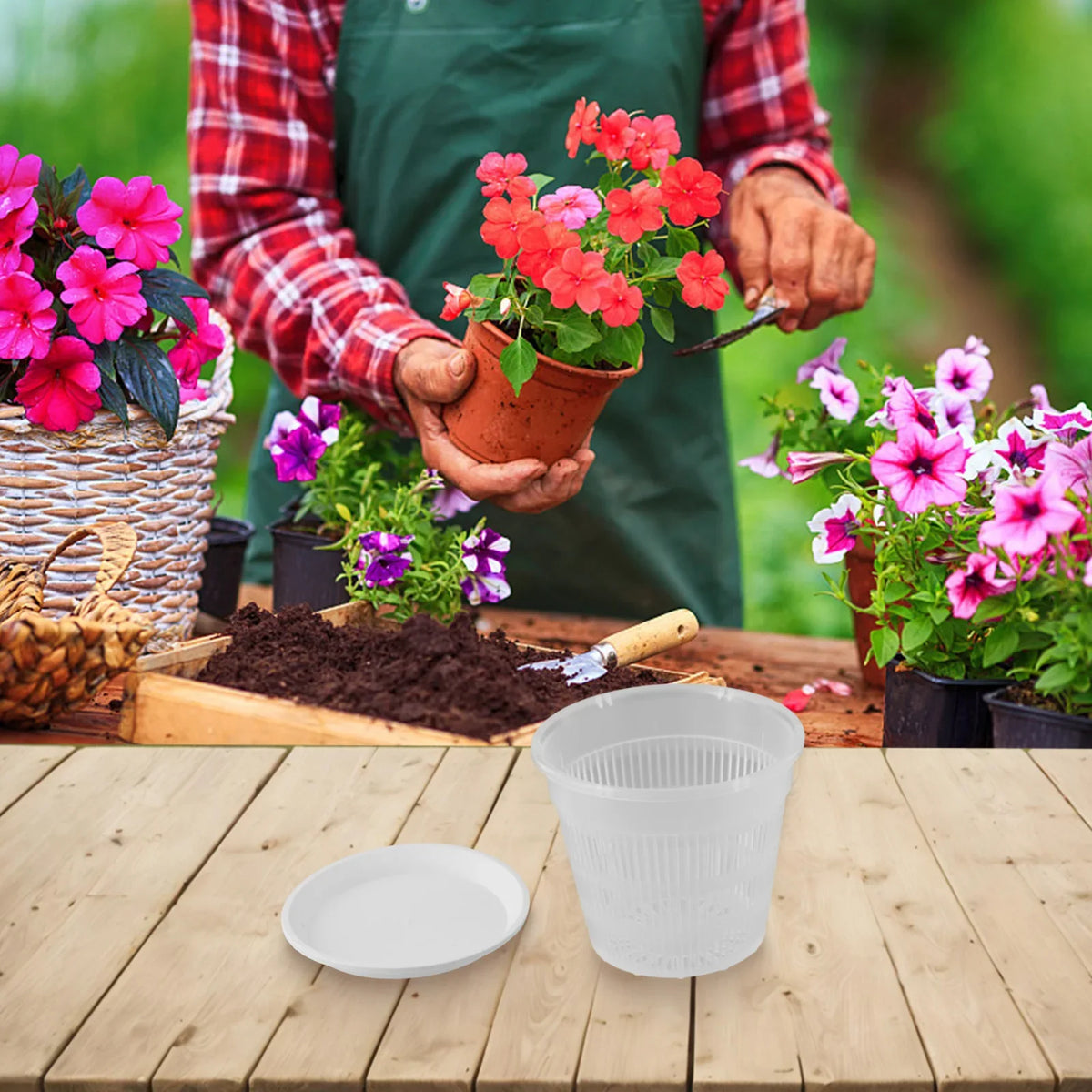 Clear Nursery Pots Garden Planting Pot Orchid Saucers Plastic Flower