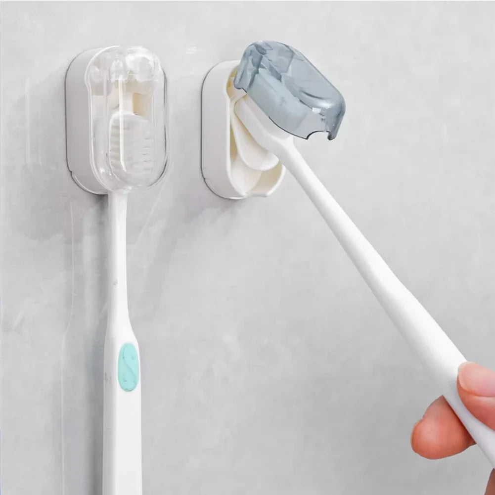 Dust-proof Toothbrush Holder Cover Bathroom Wall Hanging Punch-free