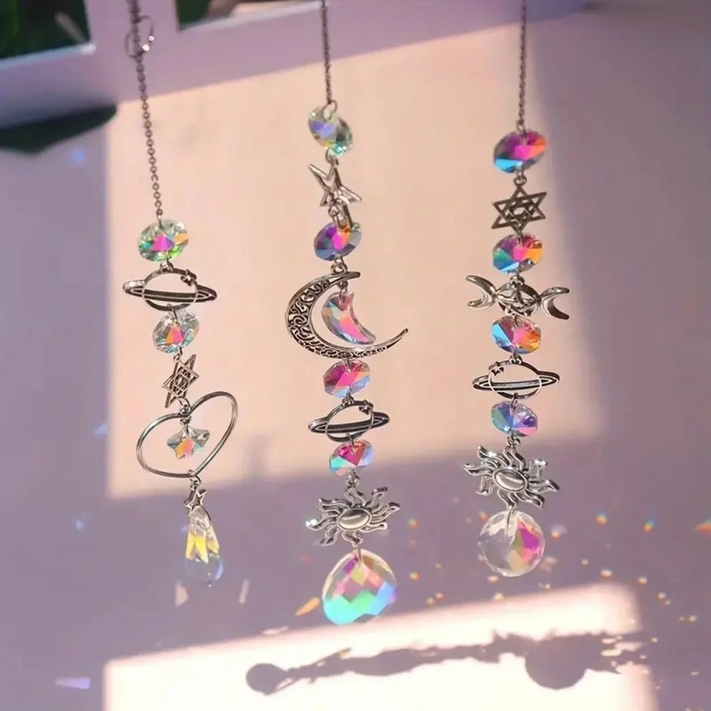 Crystal Wind Chime Love Heart Moon Sun Catcher Hanging Pendant Dream