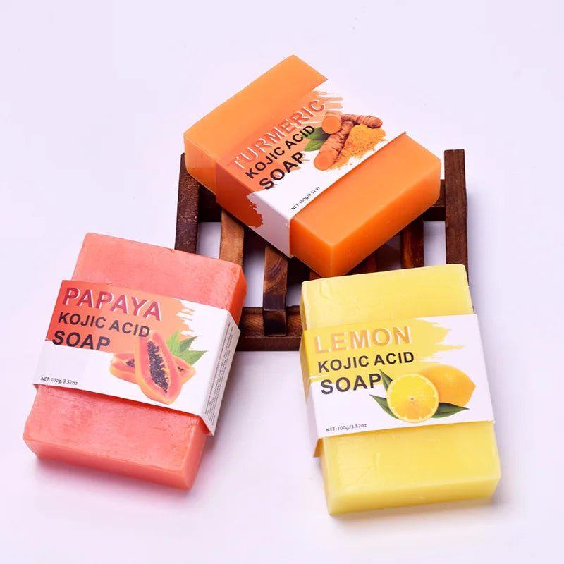 Ginger Papaya Lemon Natural Soap Set – 3 Bars, All Skin Types
