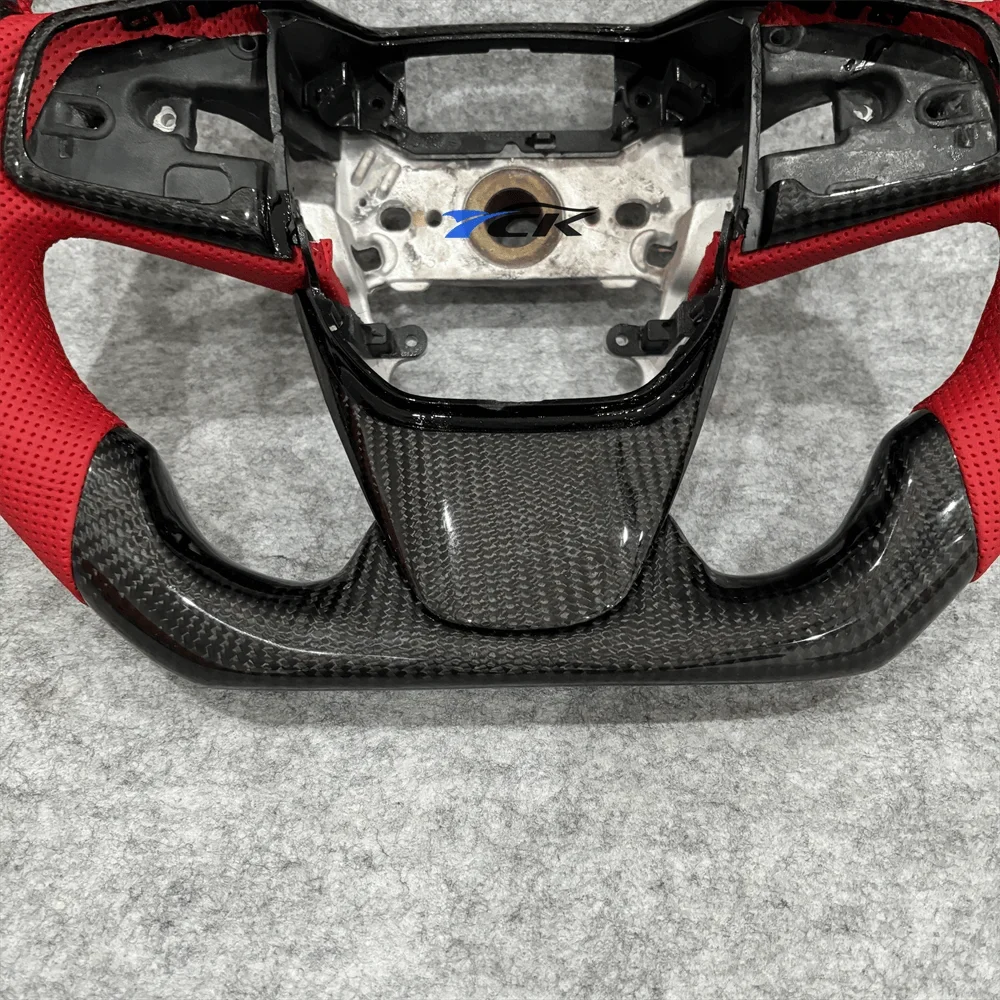 Carbon Fiber Red Leather Steering Wheel – Honda Civic Type-R FK8