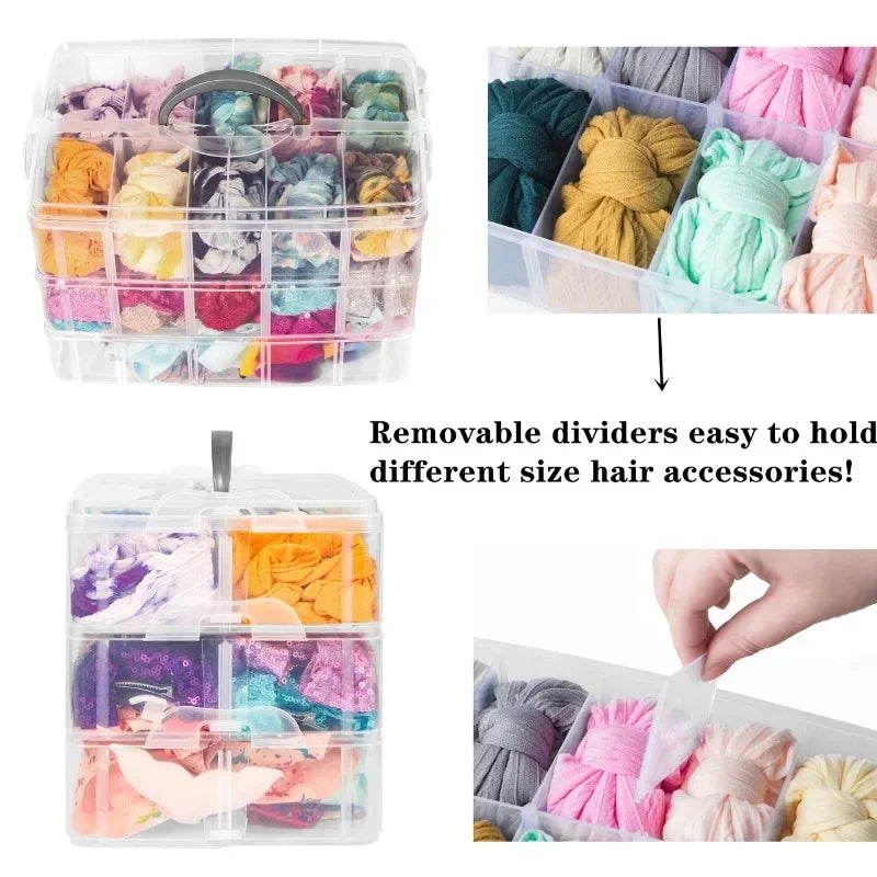 3-layer Transparent Storage Box Stackable Portable Craft Bead Plastic