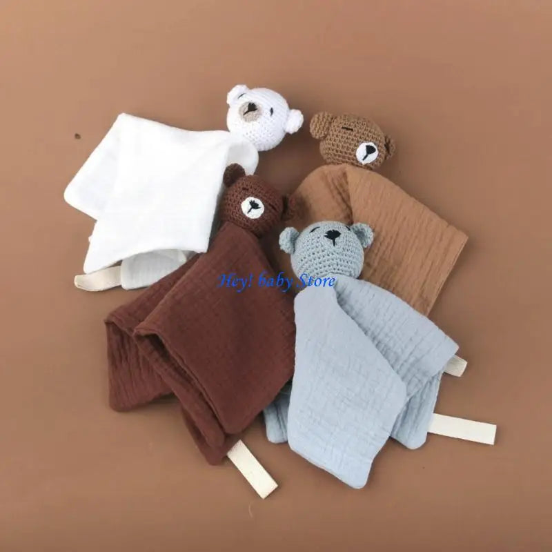 Baby Knitted Bear Security Comforter | Soft Cotton Burp Cloth