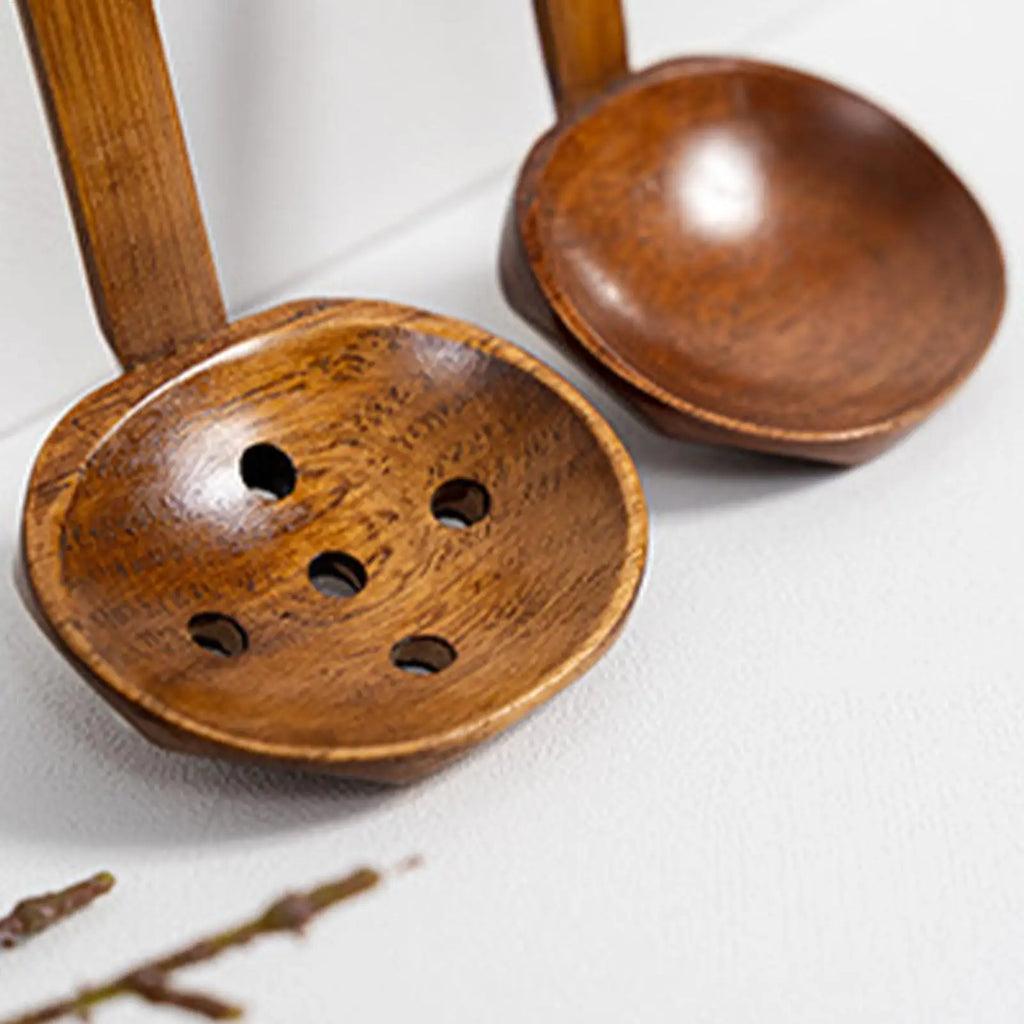Wooden Ramen Spoons Japanese Long Handle Soup Serving Spoon Table