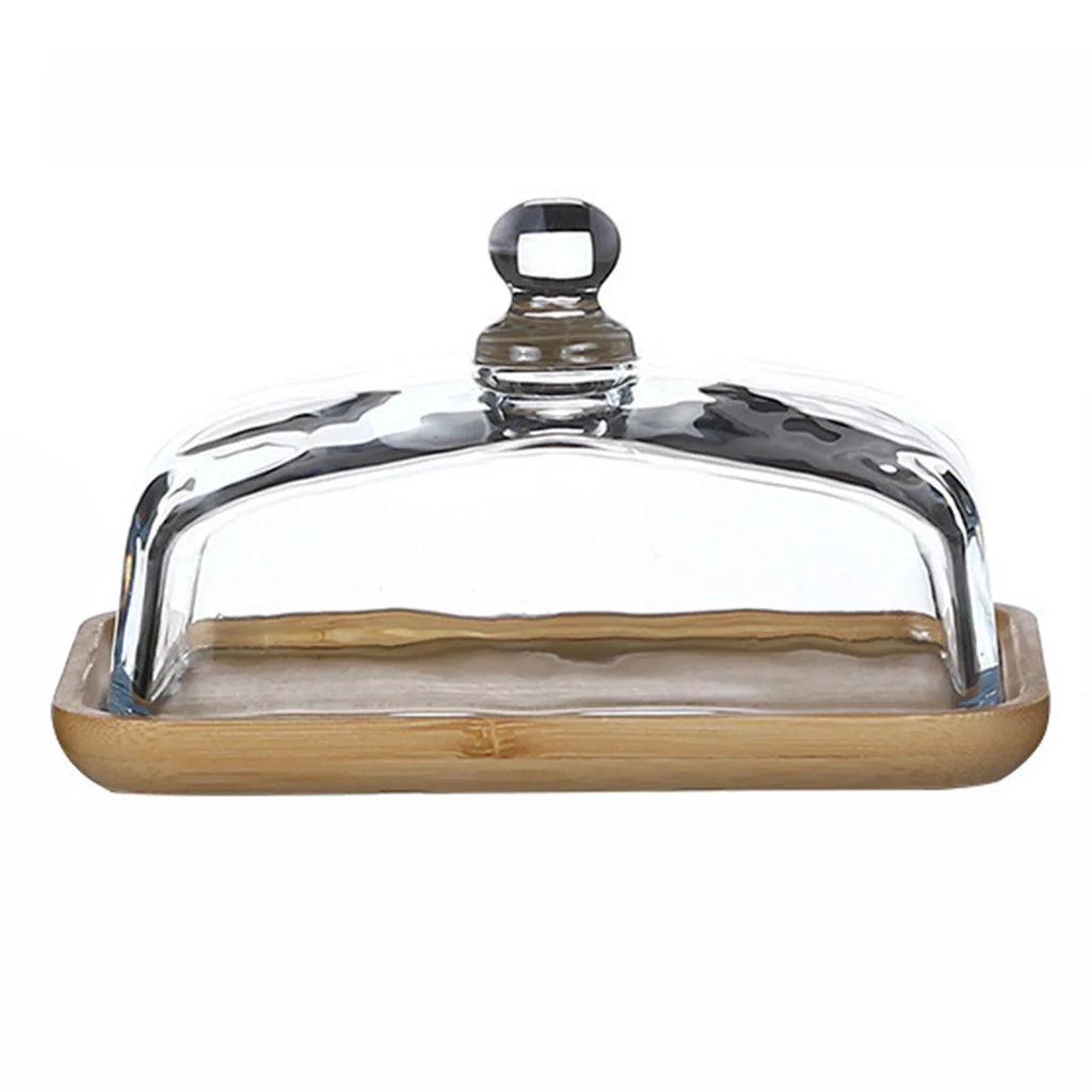 Large Bamboo Cake Stand with Lid – Rectangular Dessert Tray
