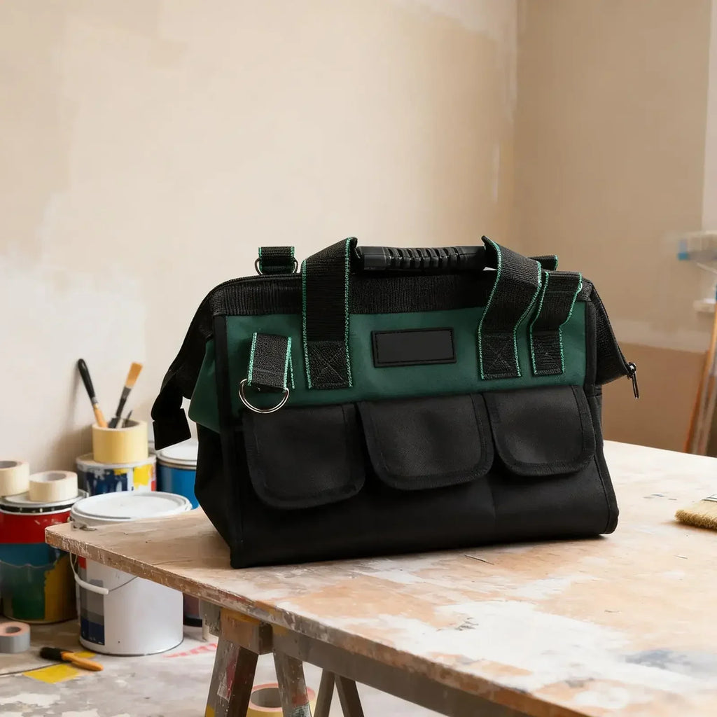 Heavy Duty 16" Wide Mouth Electrician Tool Bag with Pockets