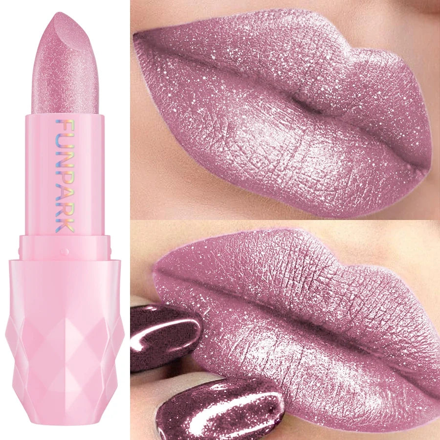 FUNPARK Glitter Metallic Lipstick – Pearlescent Pigmented Lip Glaze