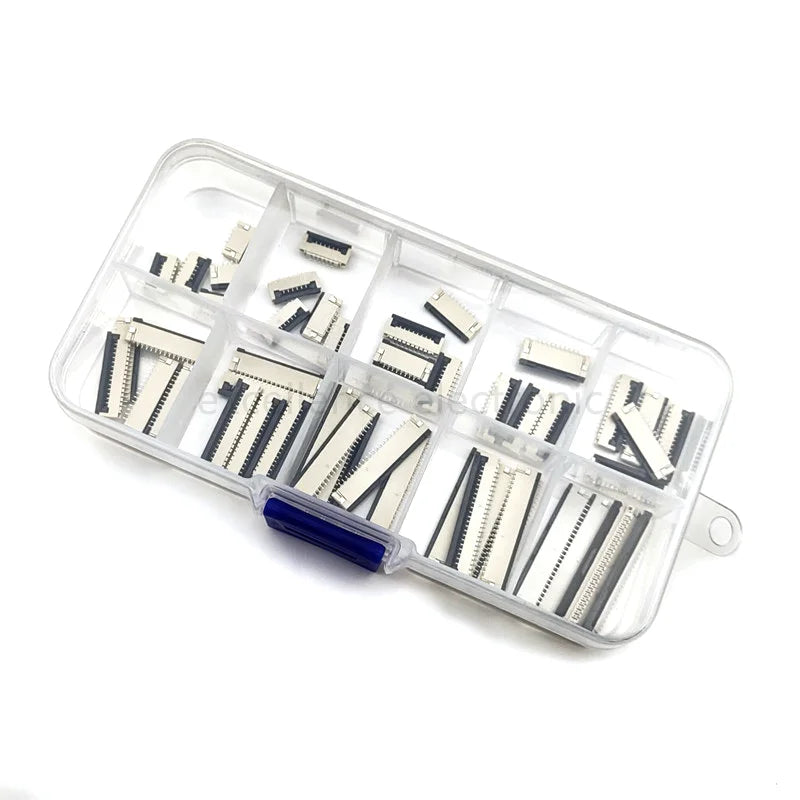 50pcs 1mm Pitch FPC FFC Connector Kit 4P–24P Flip Clamshell