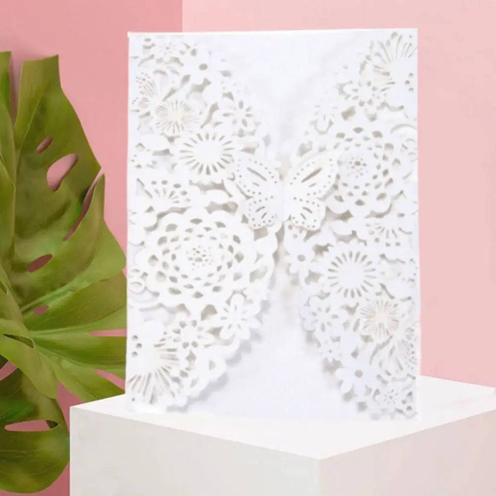 50pcs Laser Cut Hollow Floral Wedding Invitation Cards
