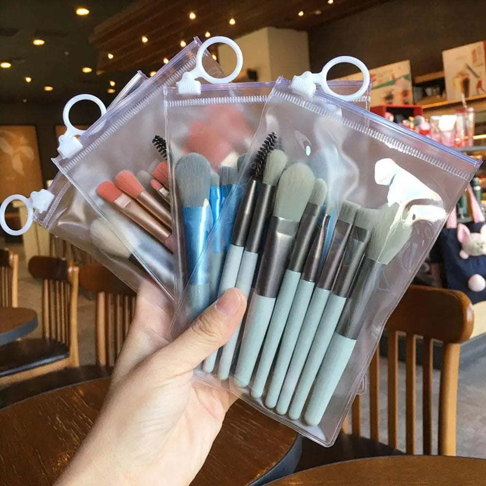 8-Piece Mini Travel Makeup Brush Set – Foundation & Eye Brushes