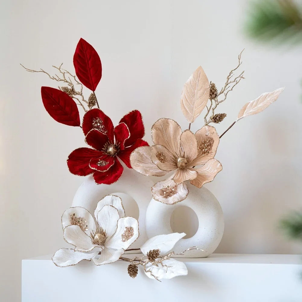 Simulation Christmas Flower Centrepiece | Sequin Faux Holiday Bloom
