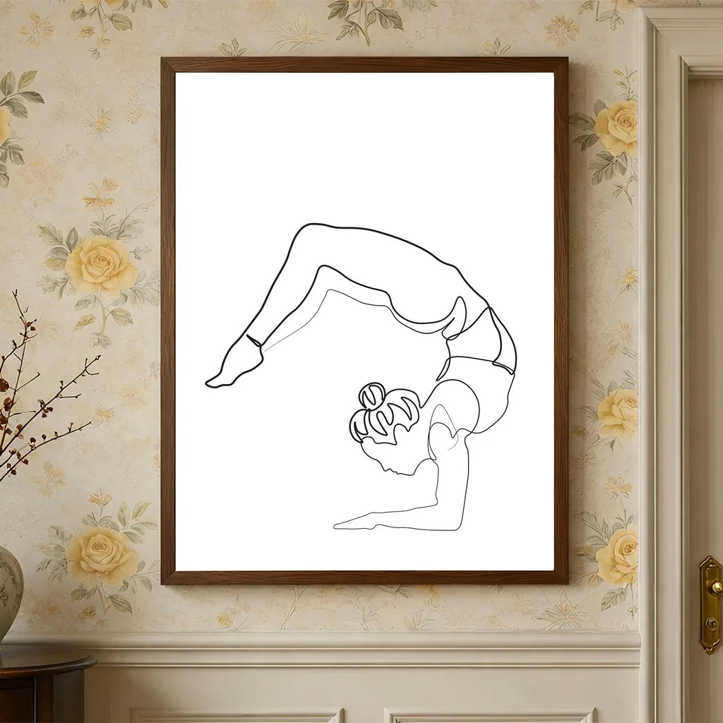 Black & White Yoga Woman Canvas Wall Art | Nordic Minimalist