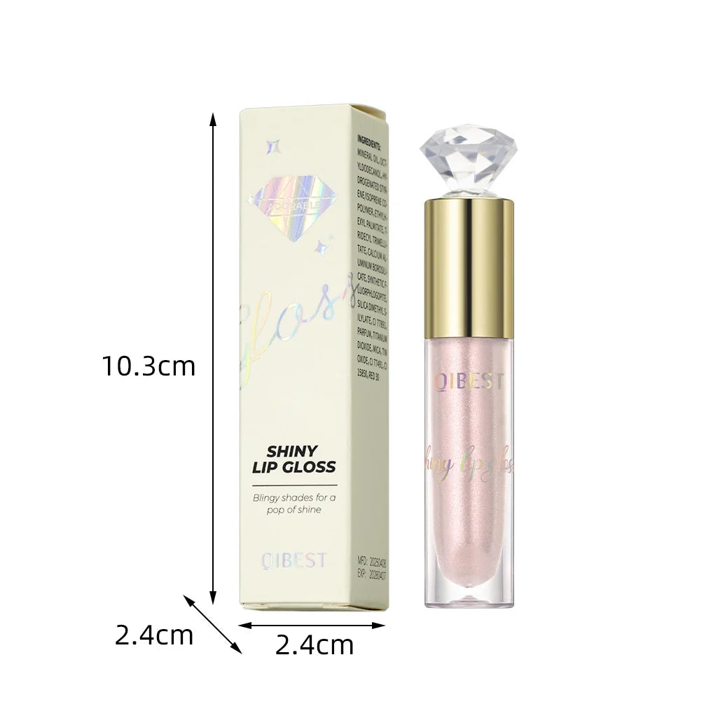 QIBEST Glitter Lip Gloss – Diamond Metallic Pearlescent Glaze