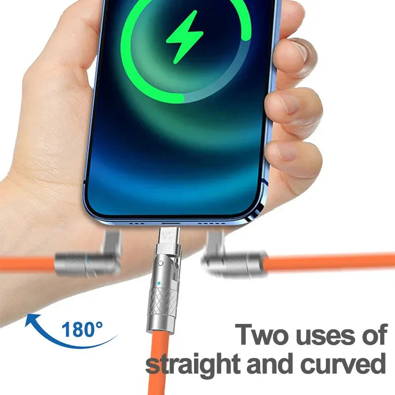 120W USB-C Fast Charge Cable | Liquid Silicone Elbow 1M–2M