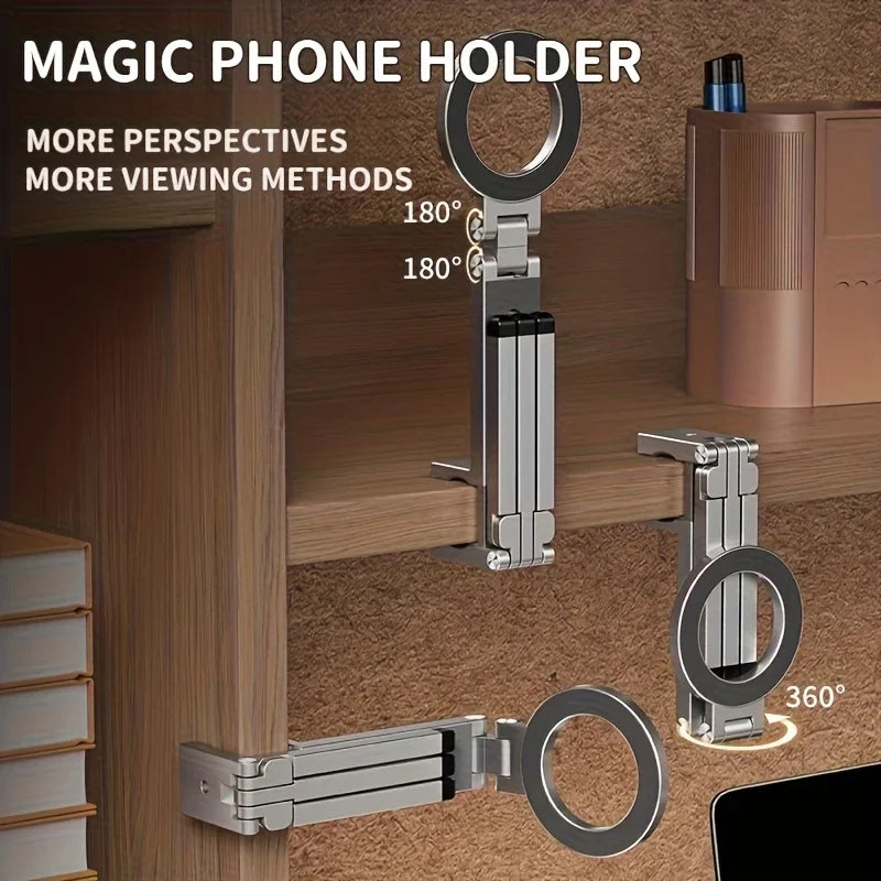 Universal Magnetic Phone Holder – Foldable Adjustable Clip Stand